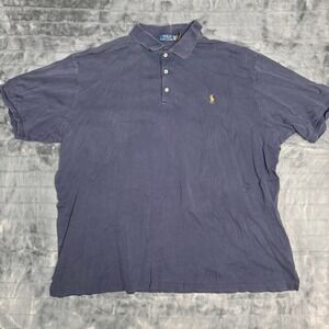 Polo Ralph Lauren Mens 4XLT Navy Blue Short Sleeve Pony Logo Polo Shirt 2868